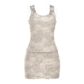Floral Sequin Vest and Skirt Two-Piece Set