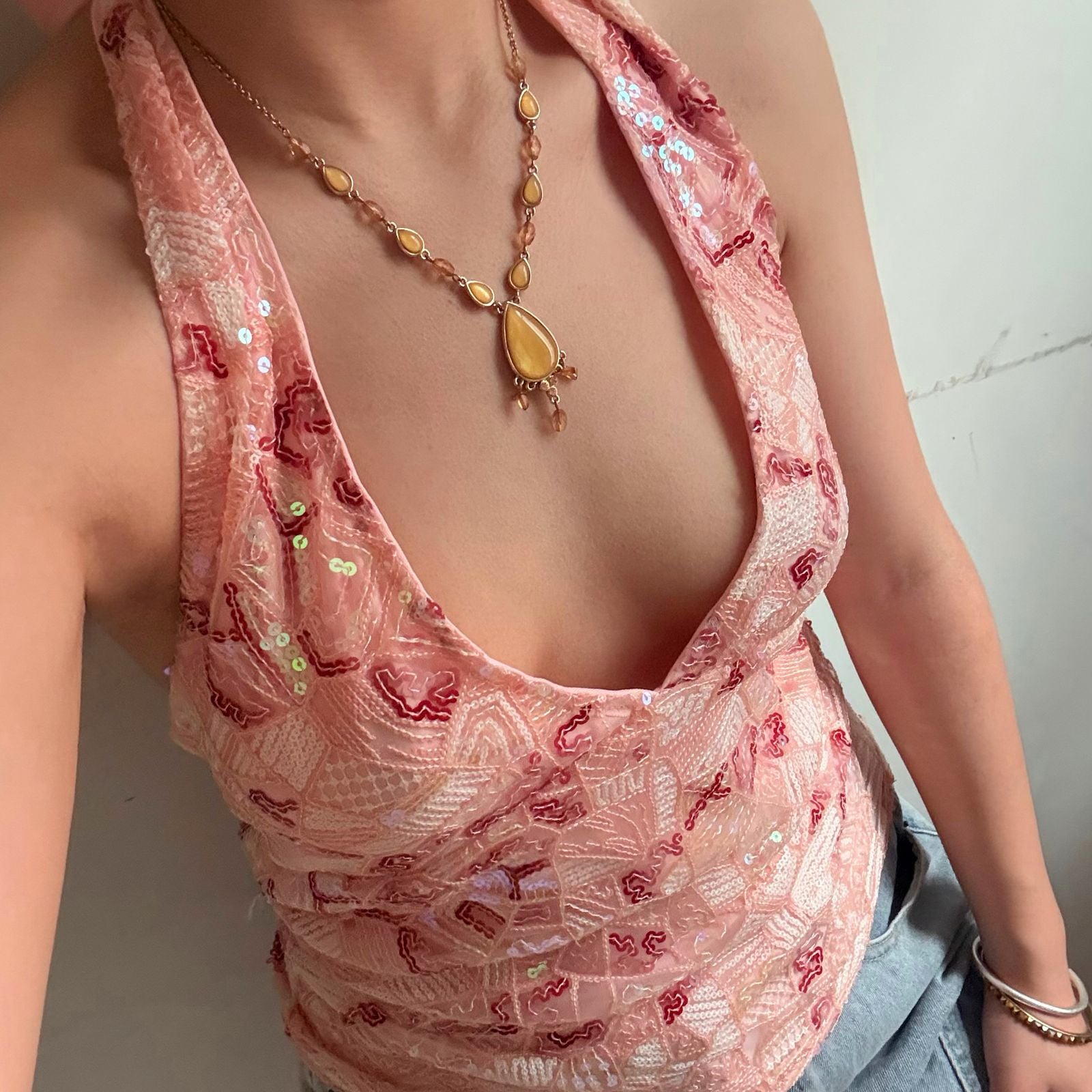 Sequin V-neck Sleeveless Vest