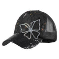 LABANCA Women Girls Butterfly Rhinestones Baseball Caps Hats Fashion Bling Rhinestone Studded Sun hat Adjustable Hip Hop Hat (08228 Black)