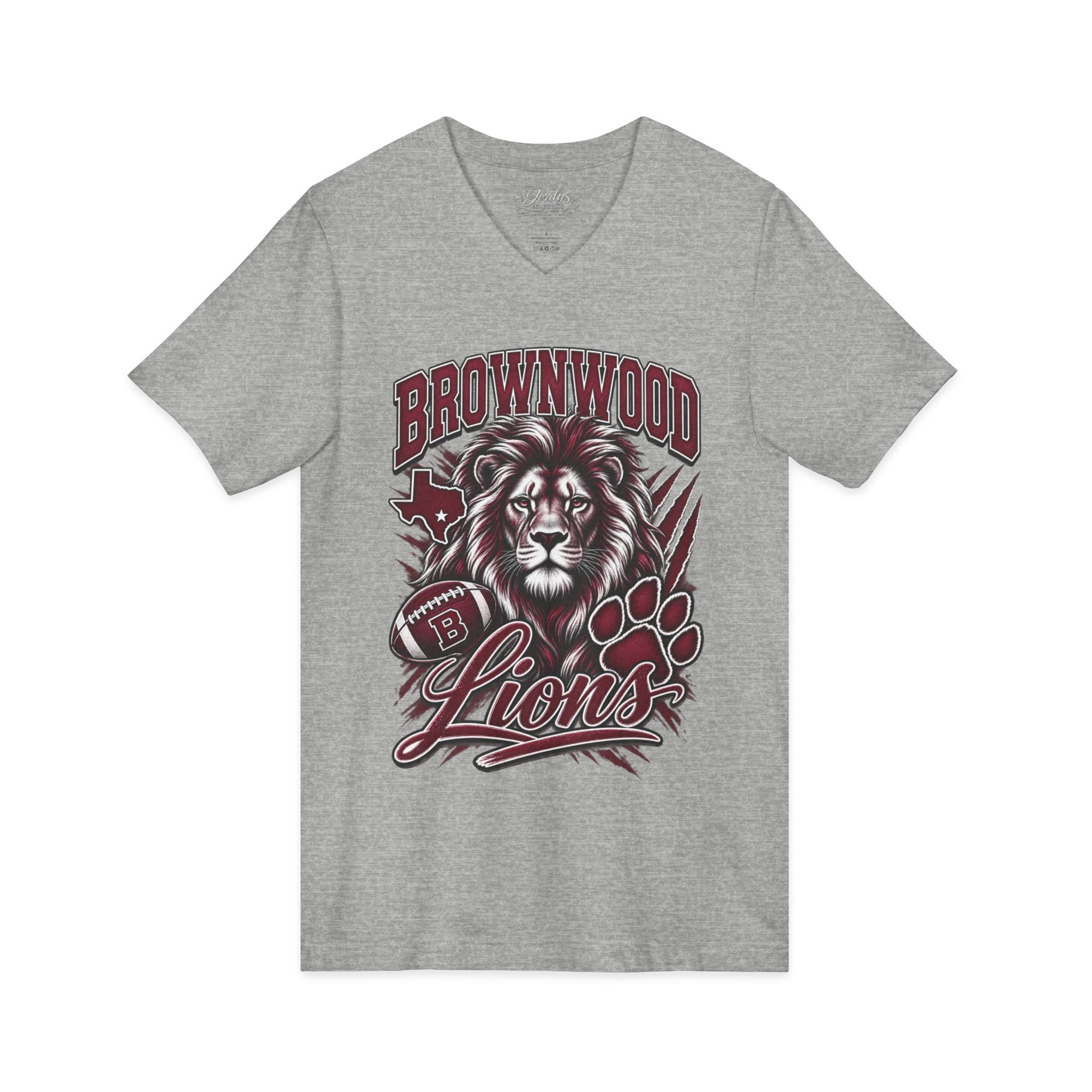 Brownwood Lions Unisex Jersey Short Sleeve V-Neck Tee
