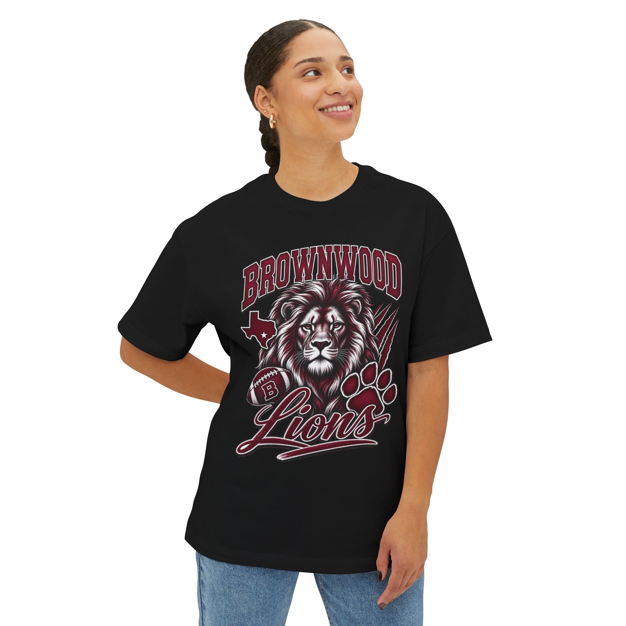Brownwood Lions Unisex Graphic T-Shirt – Maroon & White