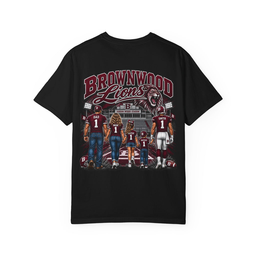 Brownwood Lions T-Shirt — High School Football Family Game Day Tee (EMAIL FOR YOUR OWN DESIGN W/NAME AND #)