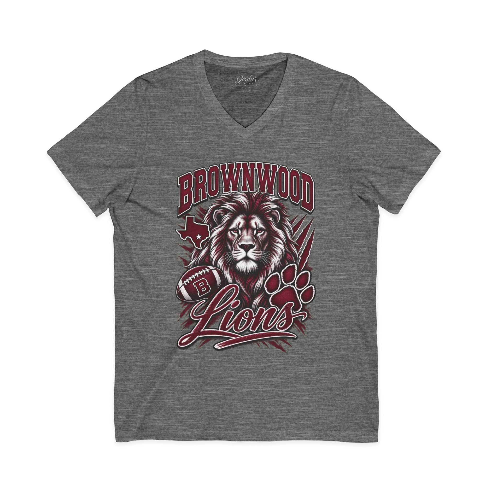 Brownwood Lions Unisex Jersey Short Sleeve V-Neck Tee