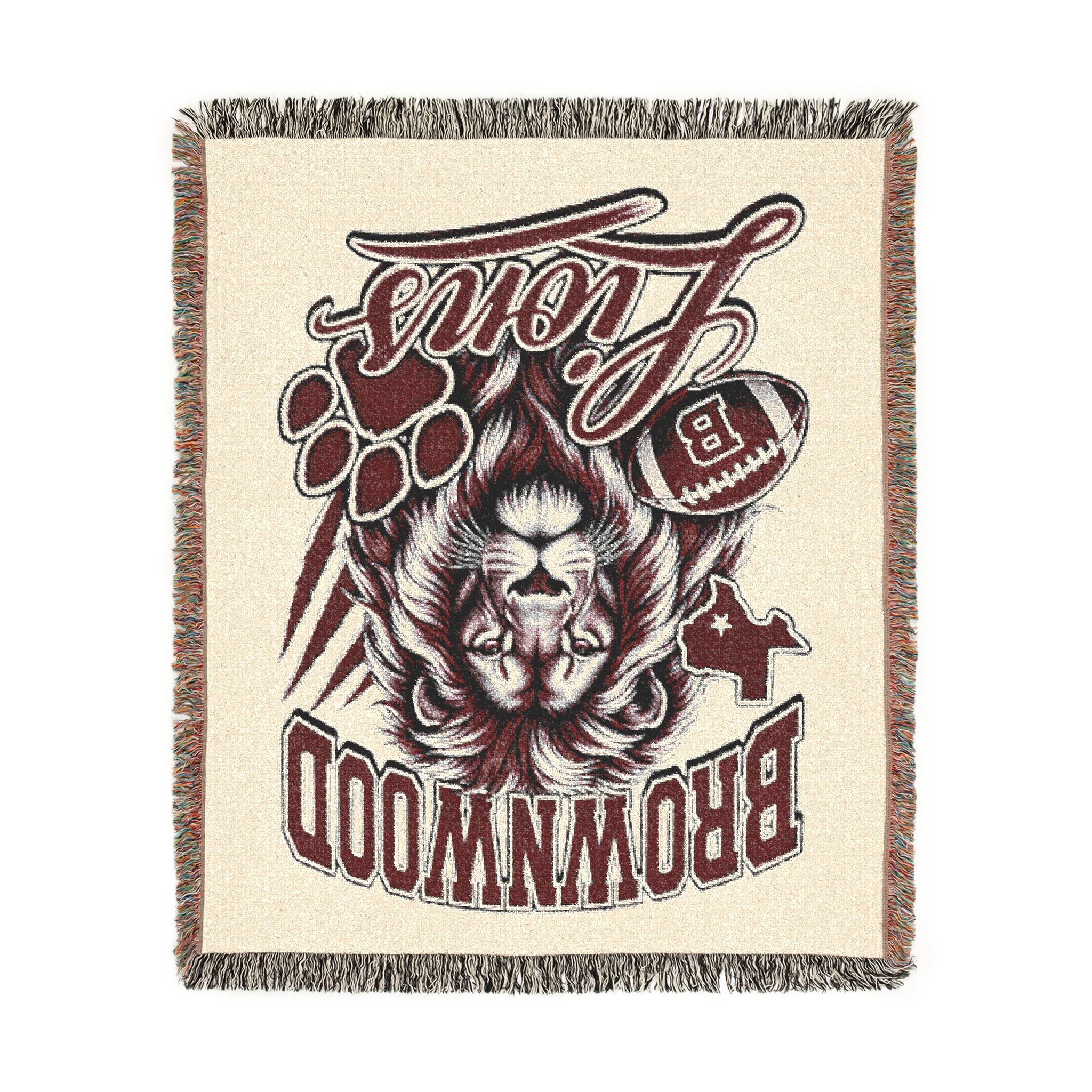 Brownwood Lions Woven Blanket