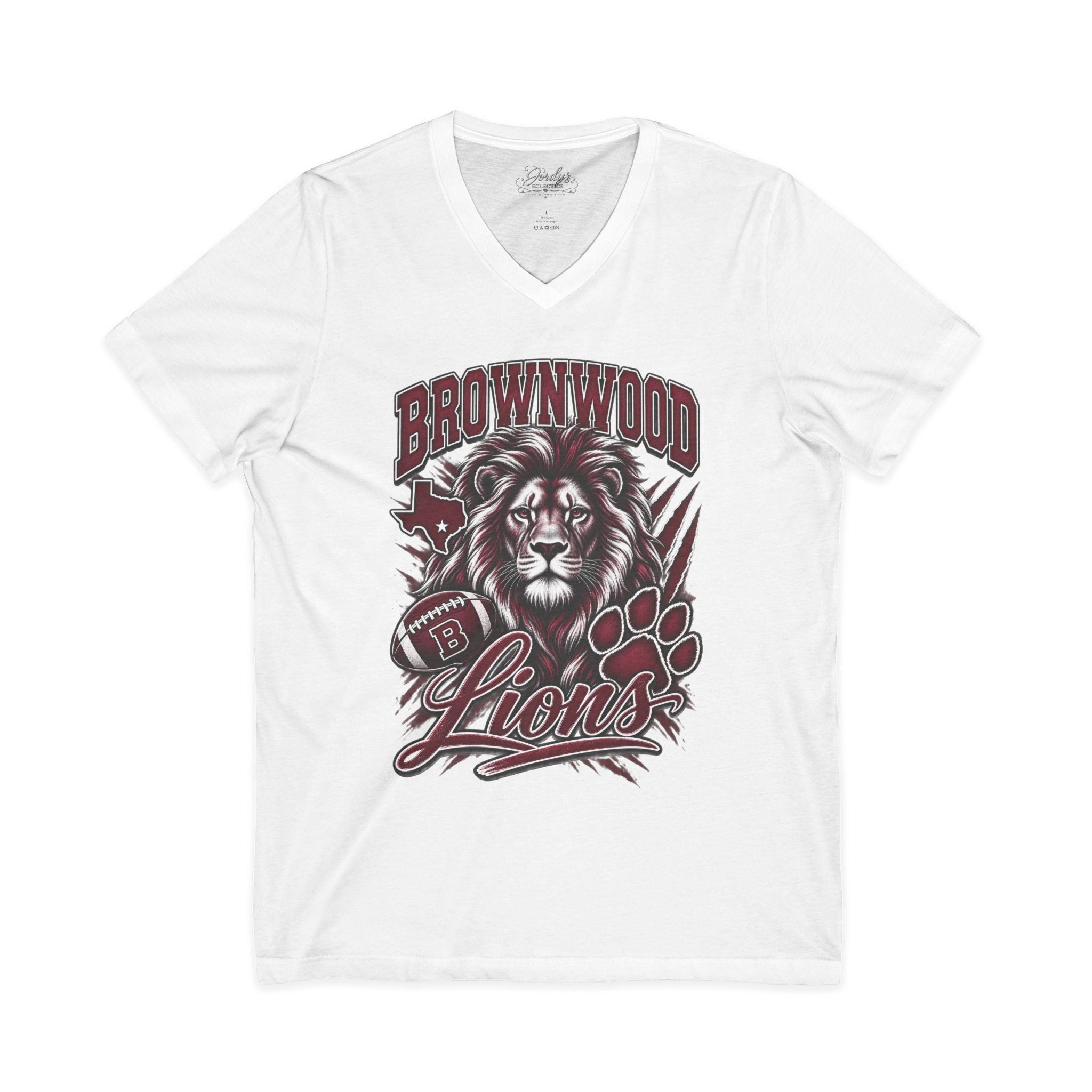 Brownwood Lions Unisex Jersey Short Sleeve V-Neck Tee