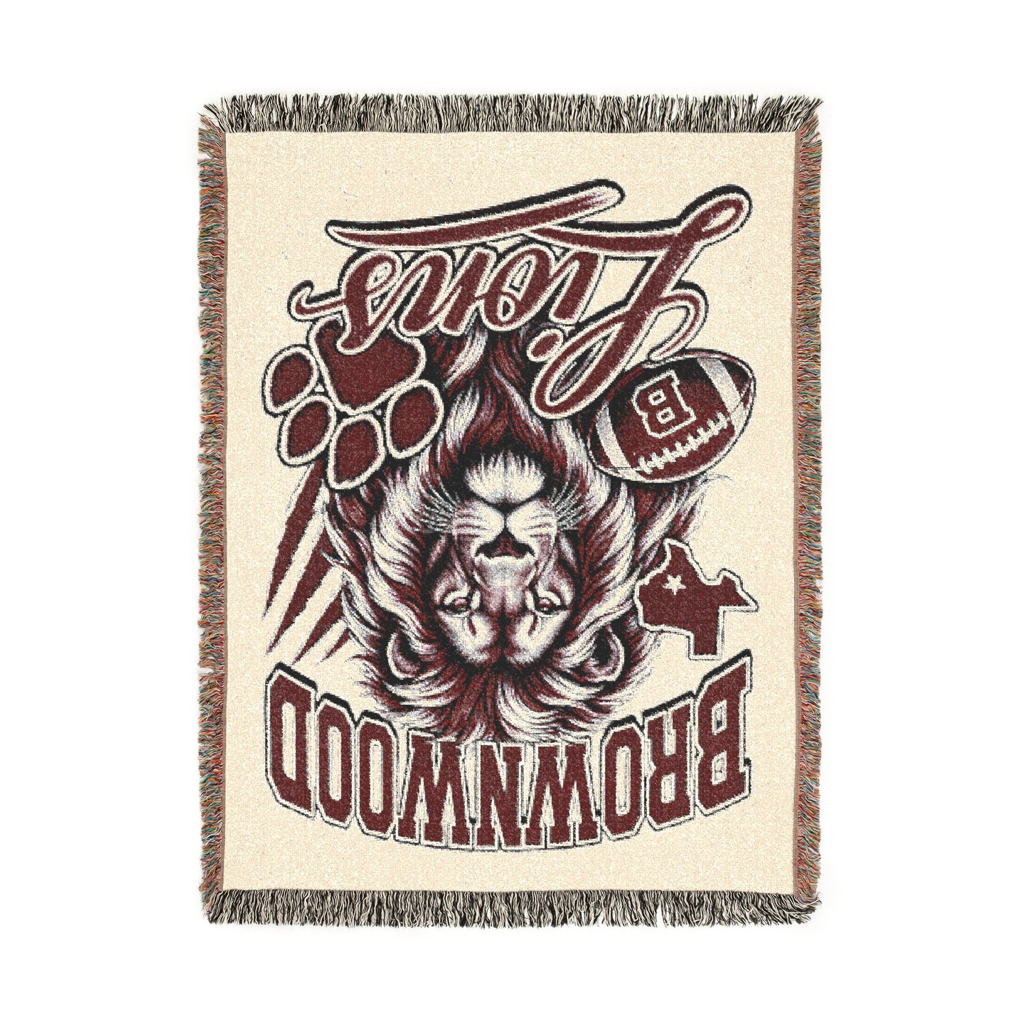 Brownwood Lions Woven Blanket