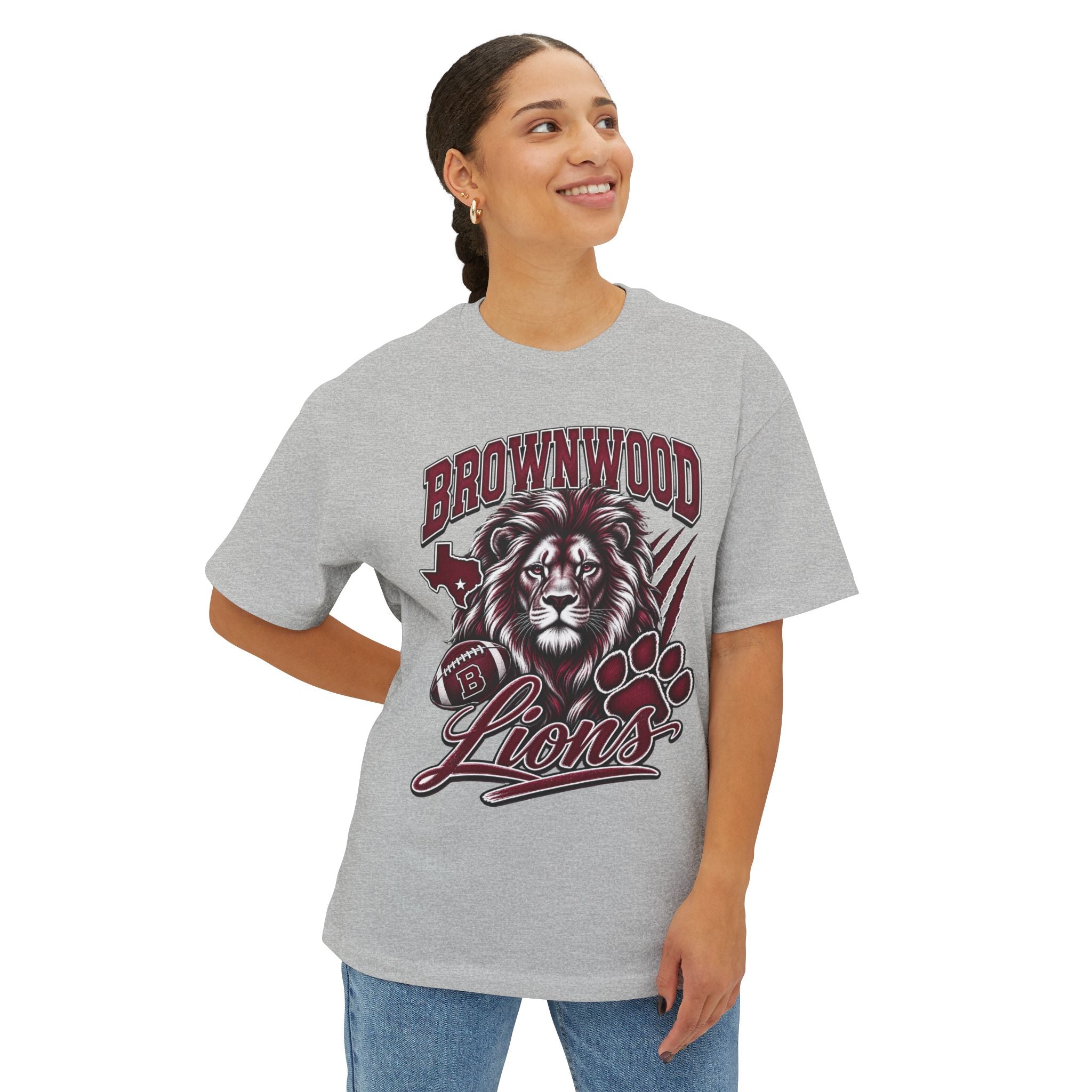 Brownwood Lions Unisex Graphic T-Shirt – Maroon & White