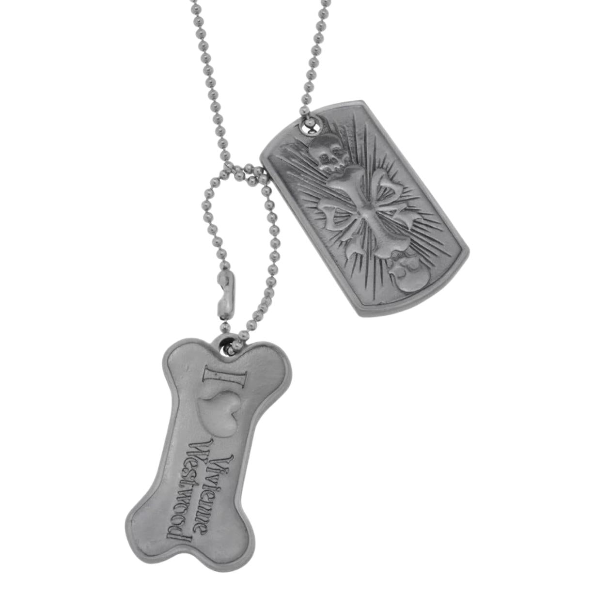 Engraved Skull Bone Saturn Necklace
