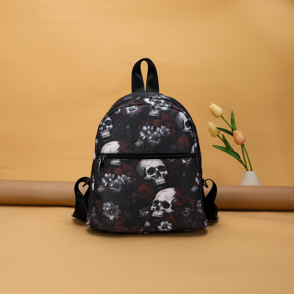 Gothic Skull Print Nylon Backpack