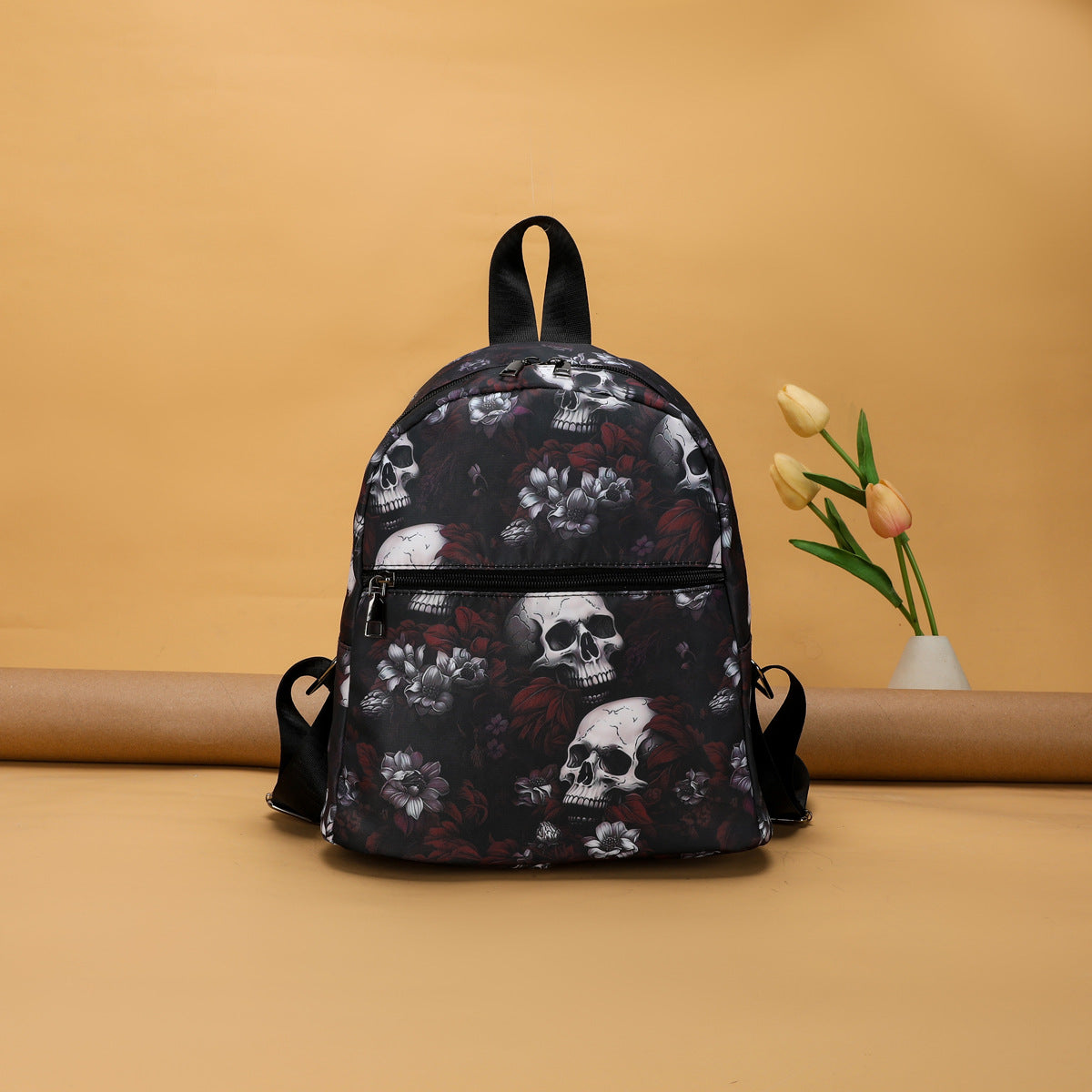 Gothic Skull Print Nylon Backpack