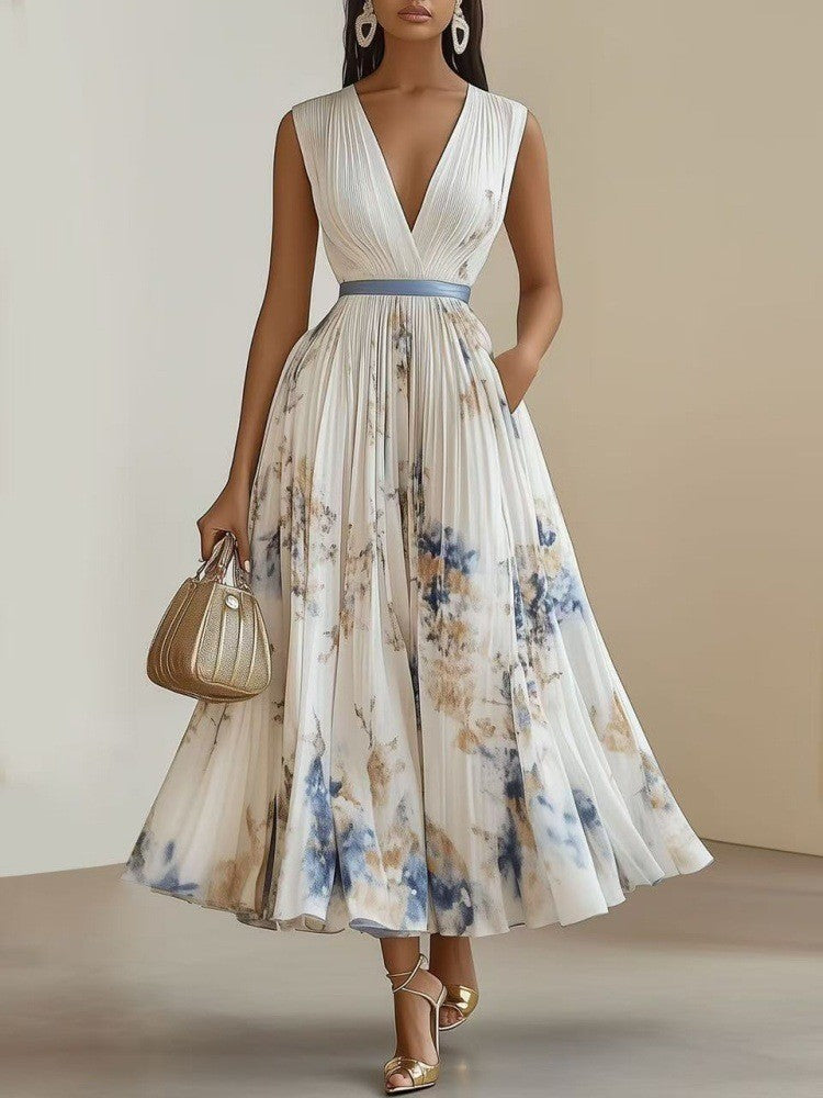 Sleeveless Floral Print Dress