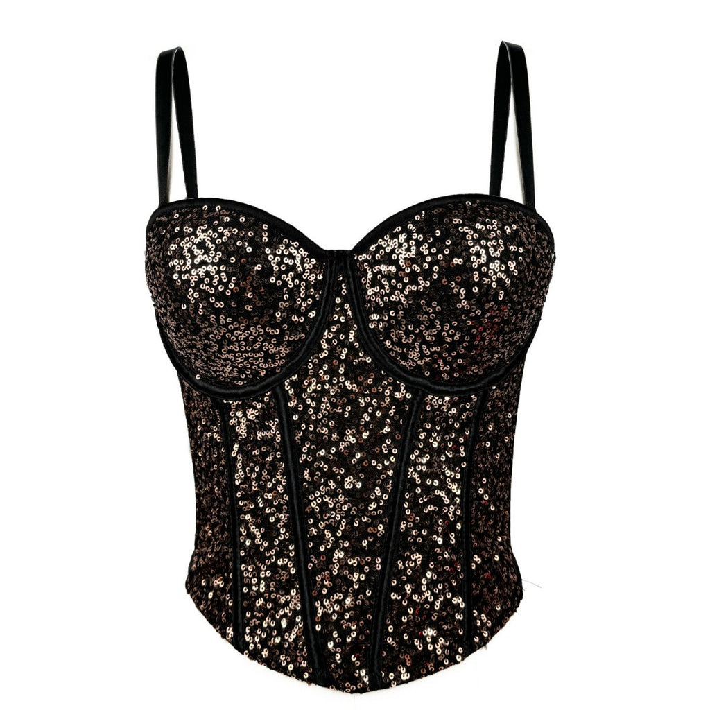 Lace Sequin Slim Fit Tube Top