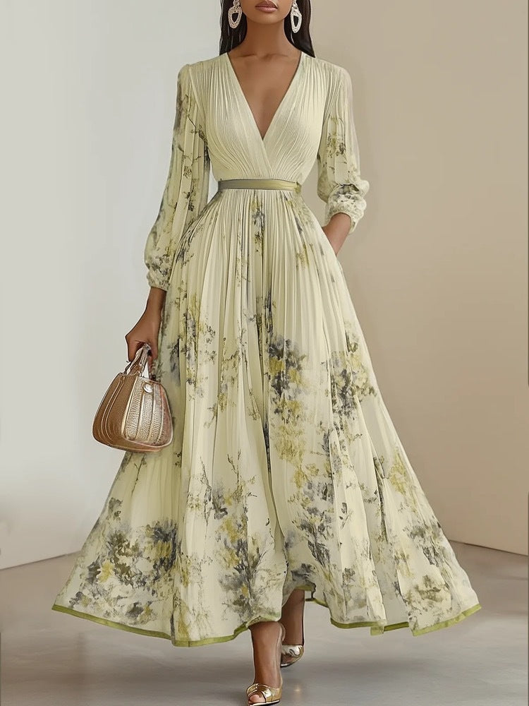 Floral Print Pleated Dress