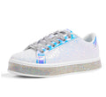 LUCKY STEP Womens Platform Glitter Sneakers | Sparkly Bling Shiny Dressy Bedazzled Wedding Bridal Fashion Walking Shoes (White7 B(M) US)
