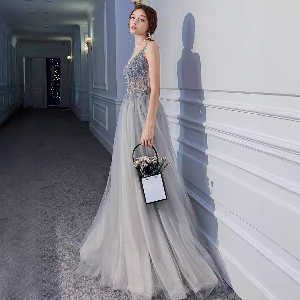 Sequin Backless Evening Dress