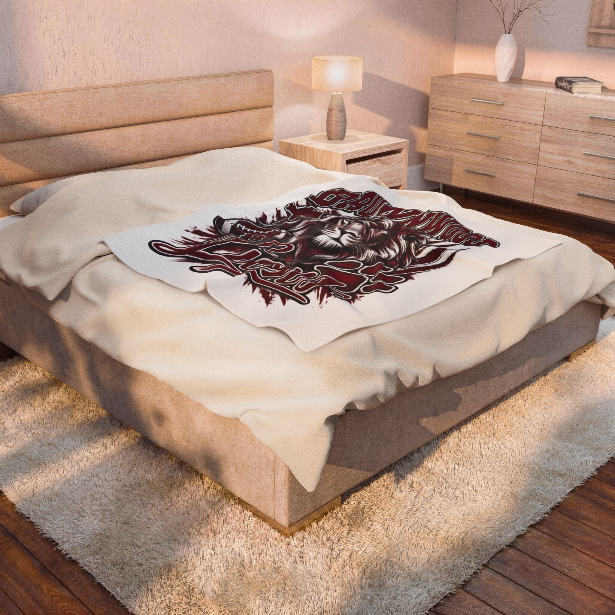 Brownwood Lions Velveteen Plush Blanket