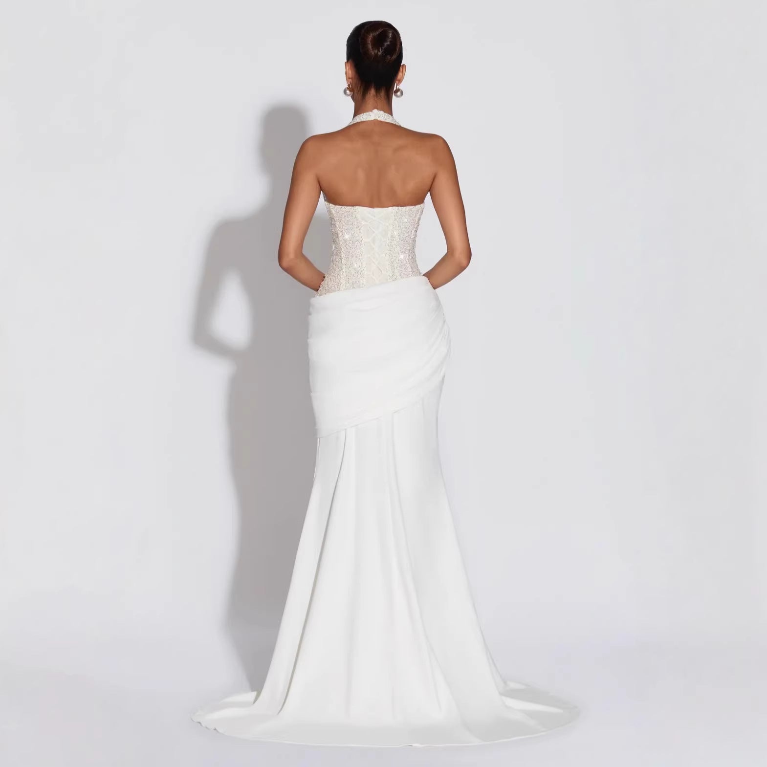 Sequin Halter Evening Gown