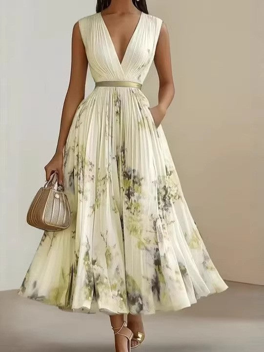Sleeveless Floral Print Dress