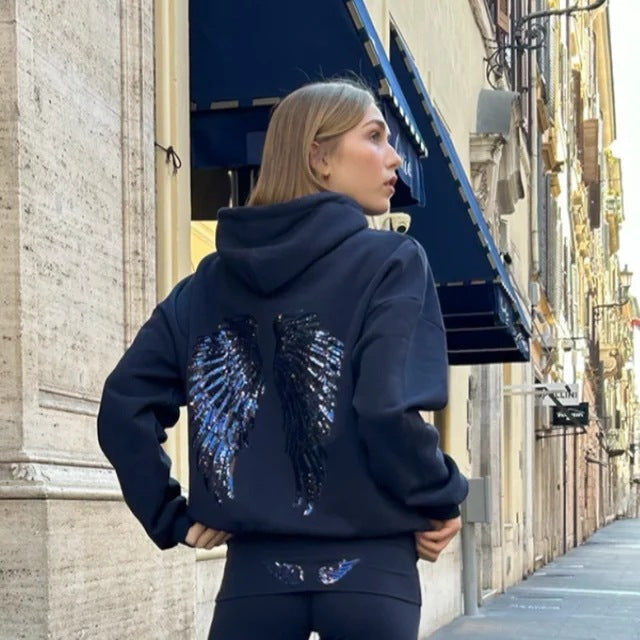 Angel Wings Sequin Hoodie