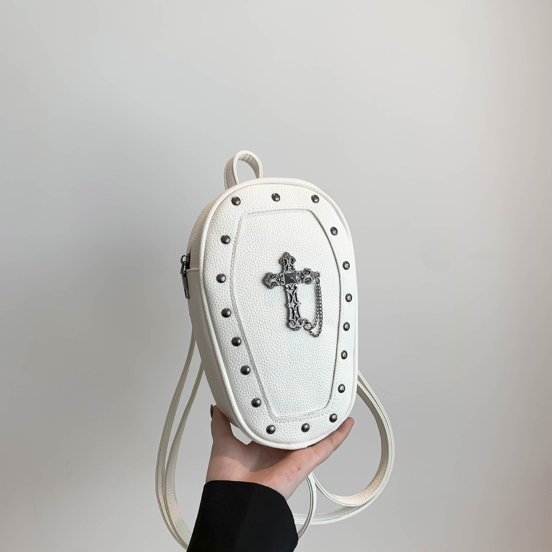 Retro Cross Skull PU Shoulder Backpack