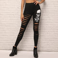 Skull Pattern Ripped Leggings
