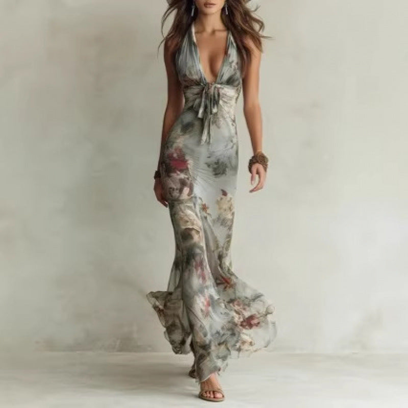 Floral V-Neck Sleeveless Dress