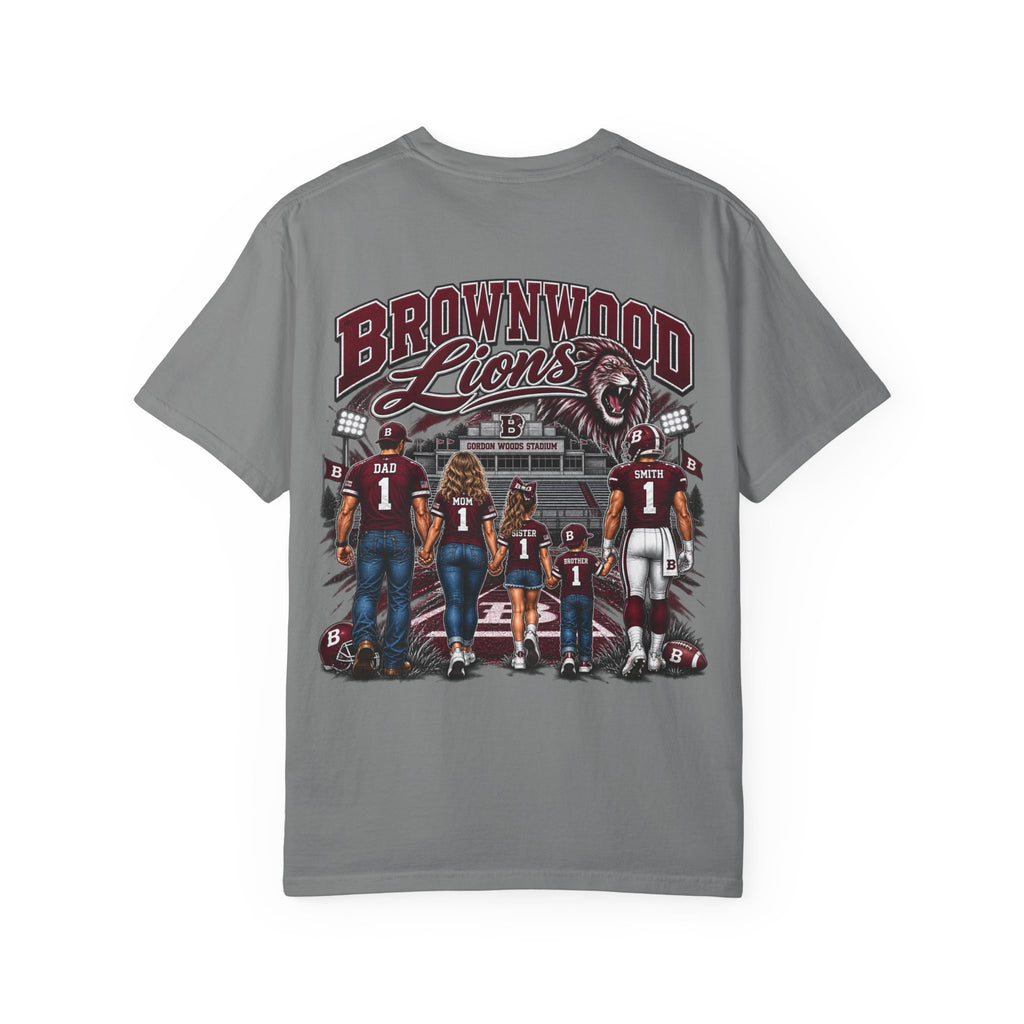 Brownwood Lions T-Shirt — High School Football Family Game Day Tee (EMAIL FOR YOUR OWN DESIGN W/NAME AND #)