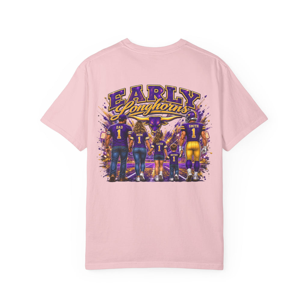 Early Longhorns T-Shirt — Family Football Back Design (EMAIL FOR A DESIGN THAT HAS YOUR NAME AND #)