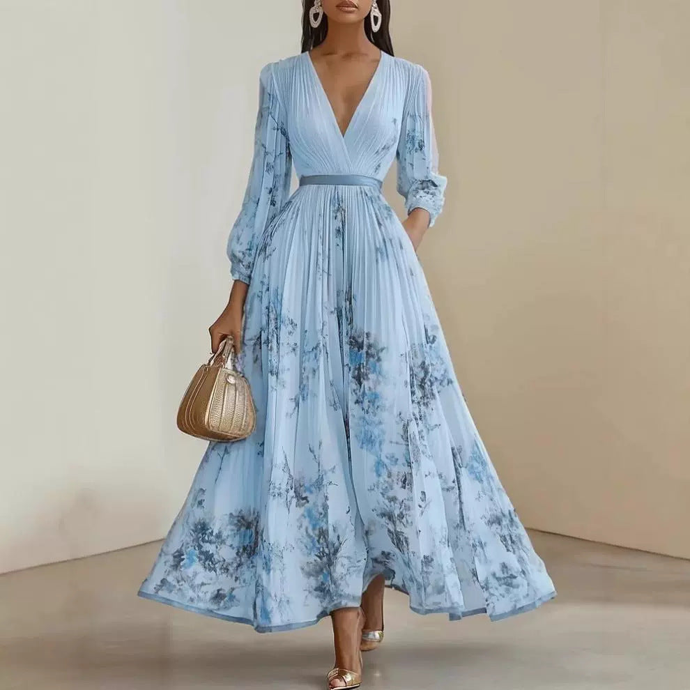 Floral Print Pleated Dress