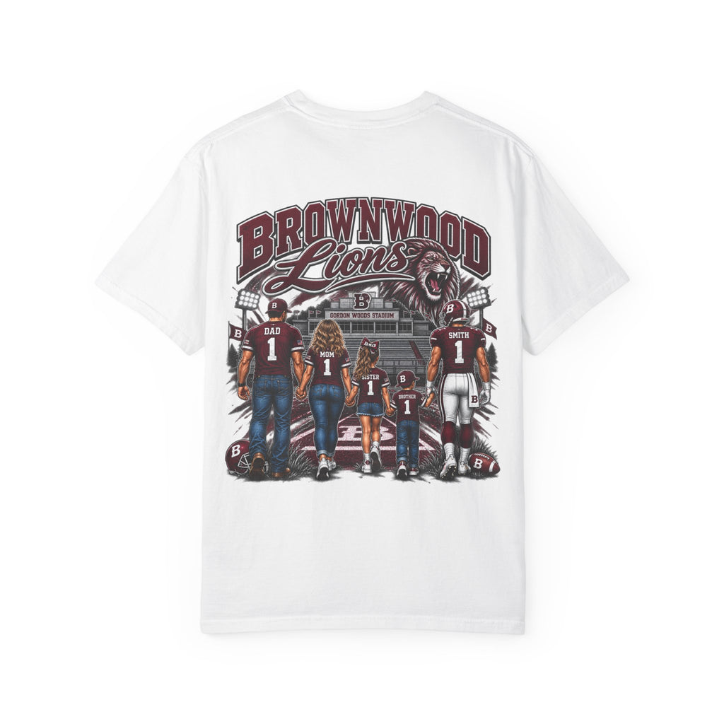 Brownwood Lions T-Shirt — High School Football Family Game Day Tee (EMAIL FOR YOUR OWN DESIGN W/NAME AND #)