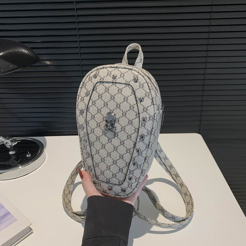 Retro Cross Skull PU Shoulder Backpack