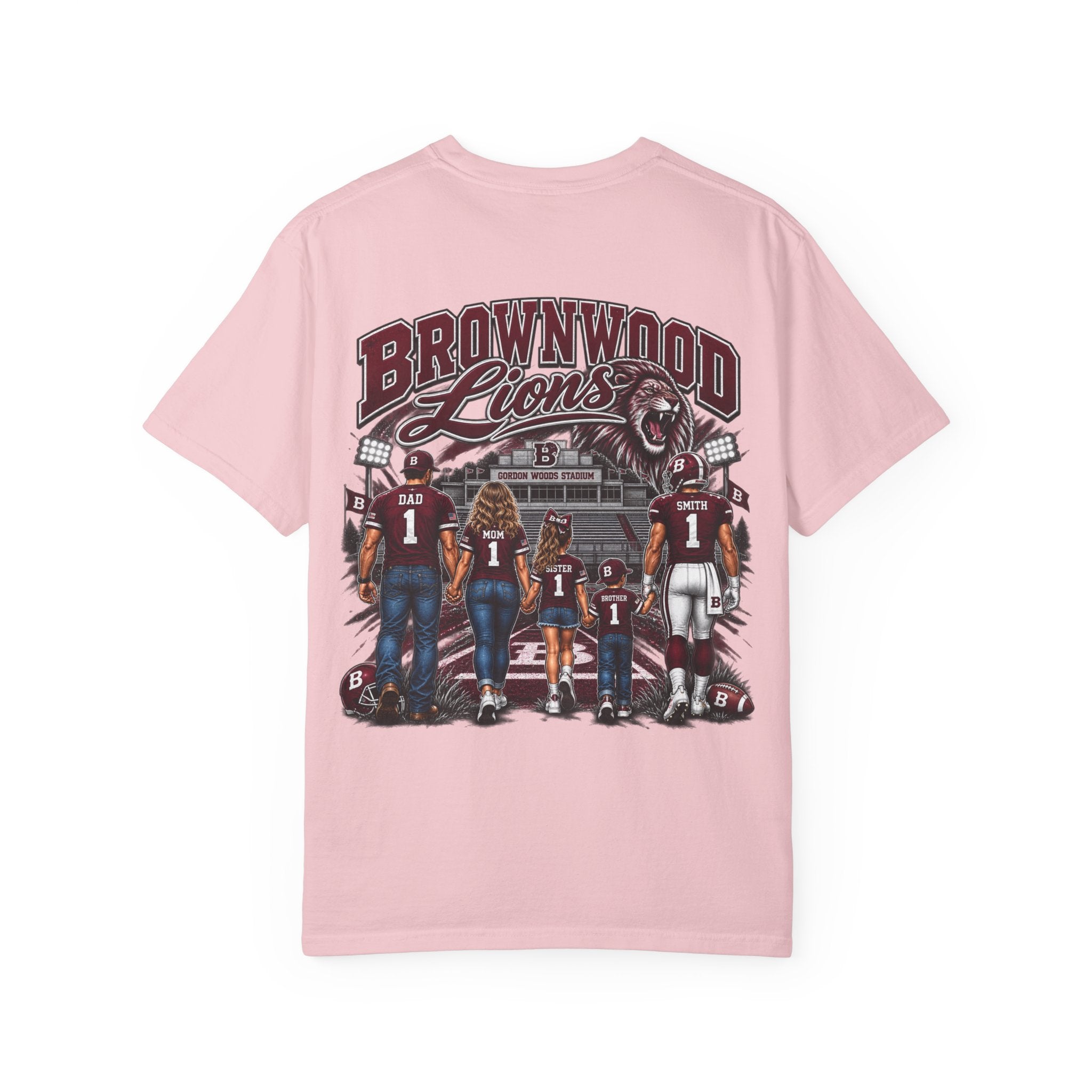 Brownwood Lions T-Shirt — High School Football Family Game Day Tee (EMAIL FOR YOUR OWN DESIGN W/NAME AND #)