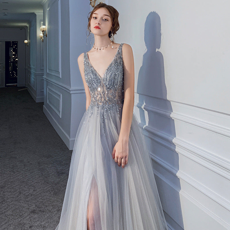 Sequin Backless Evening Dress