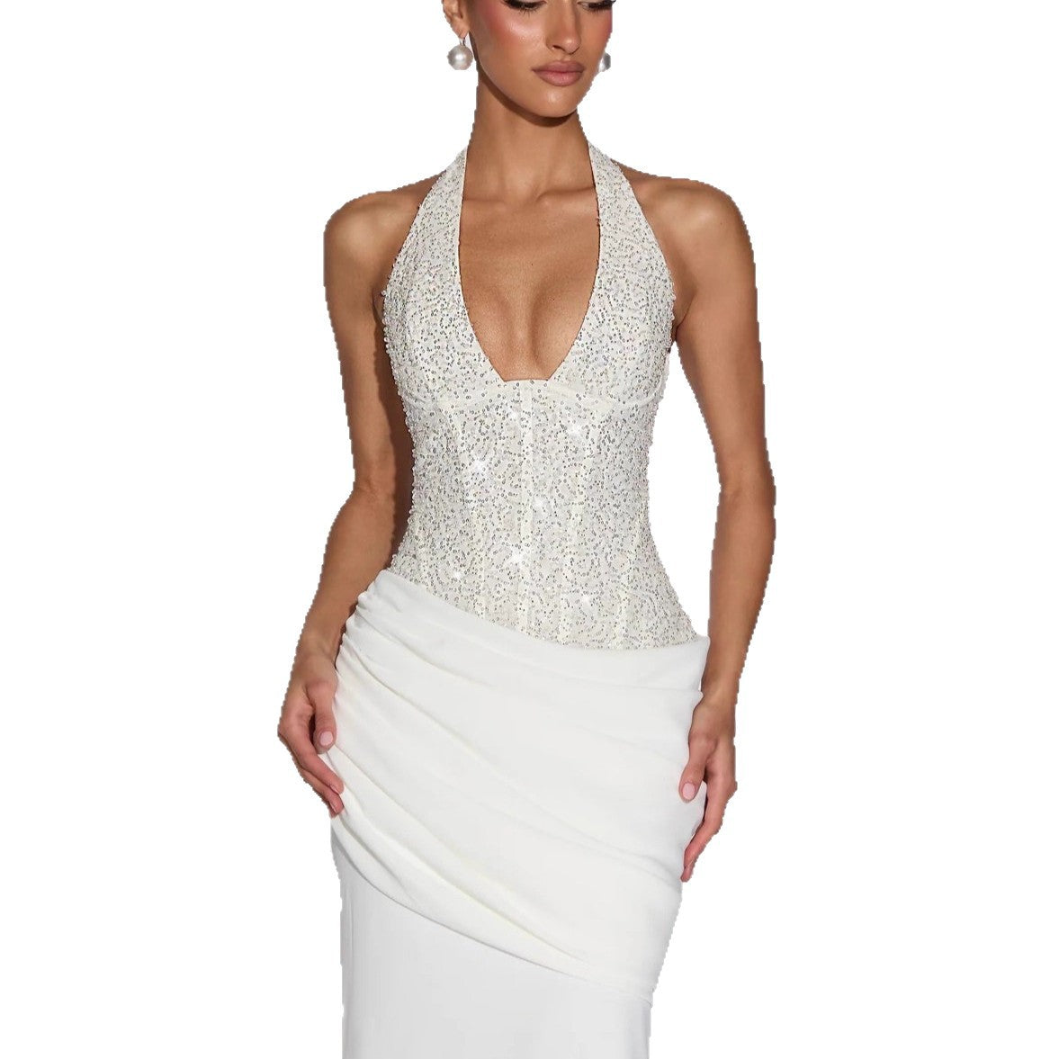 Sequin Halter Evening Gown