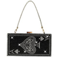 Sobymy Poker Card Queen Evening Bags and Clutches Ace of Spades Hearts Diamond Bling Rhinestone Women Evening Handbags Purse(BlackAce of Spades)