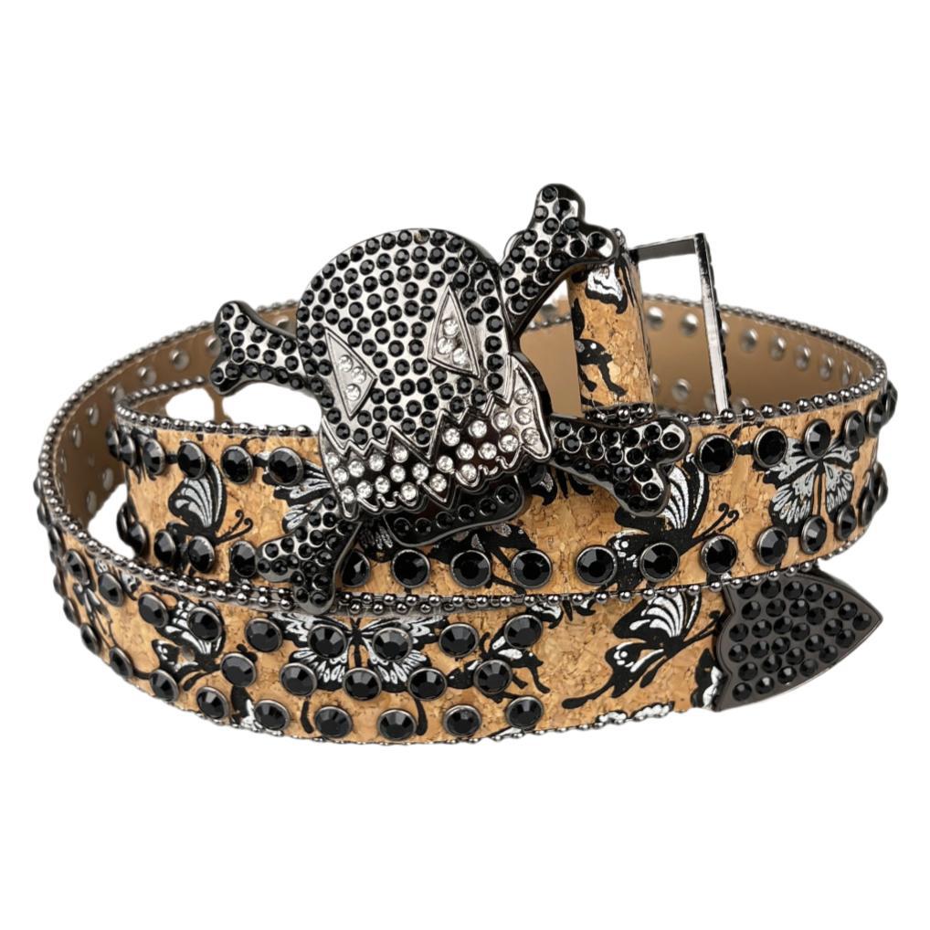 Punk Skull Rhinestone Belt