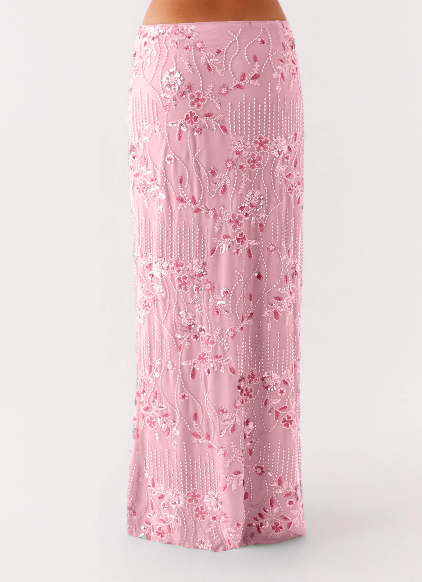 Embroidered Sequin Long Skirt