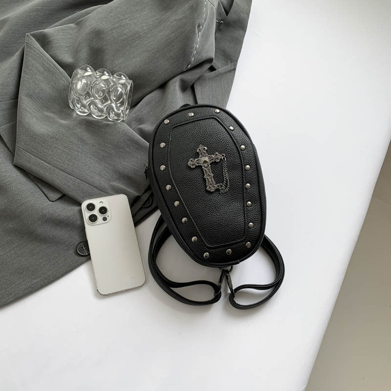 Retro Cross Skull PU Shoulder Backpack