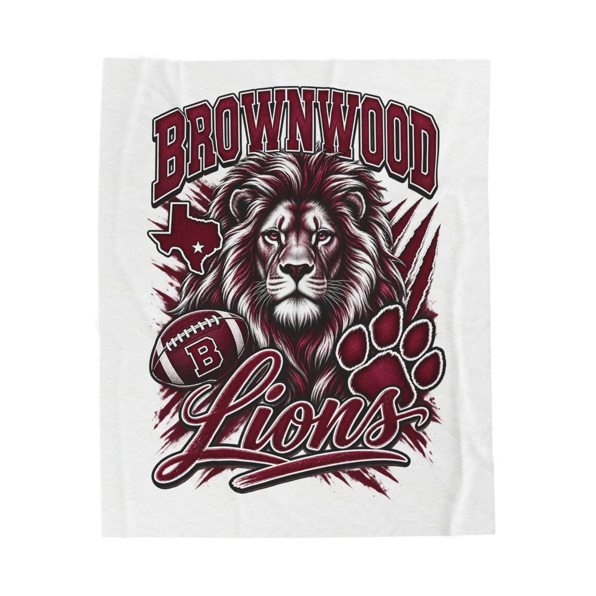Brownwood Lions Velveteen Plush Blanket