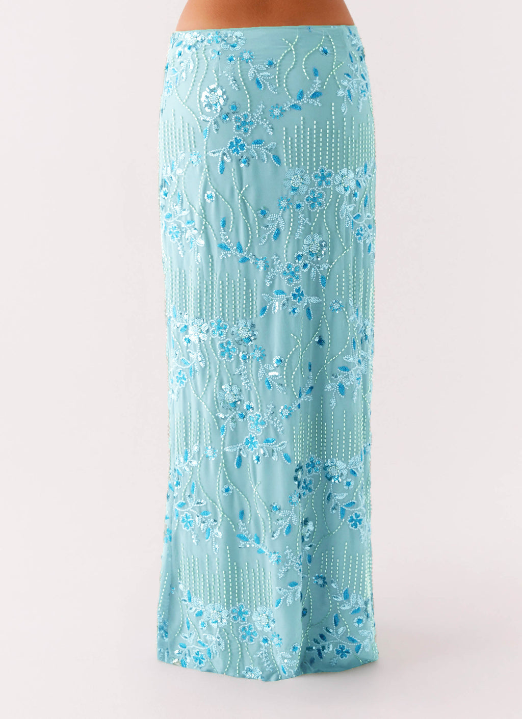 Embroidered Sequin Long Skirt