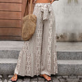 Retro Floral Print Wide Leg Pants with Tie Waist