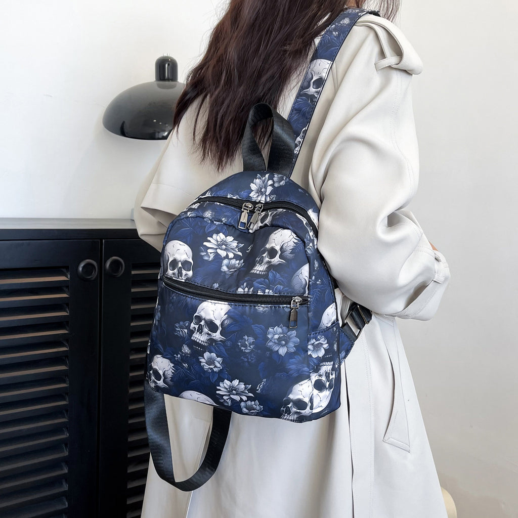 Gothic Skull Print Nylon Backpack