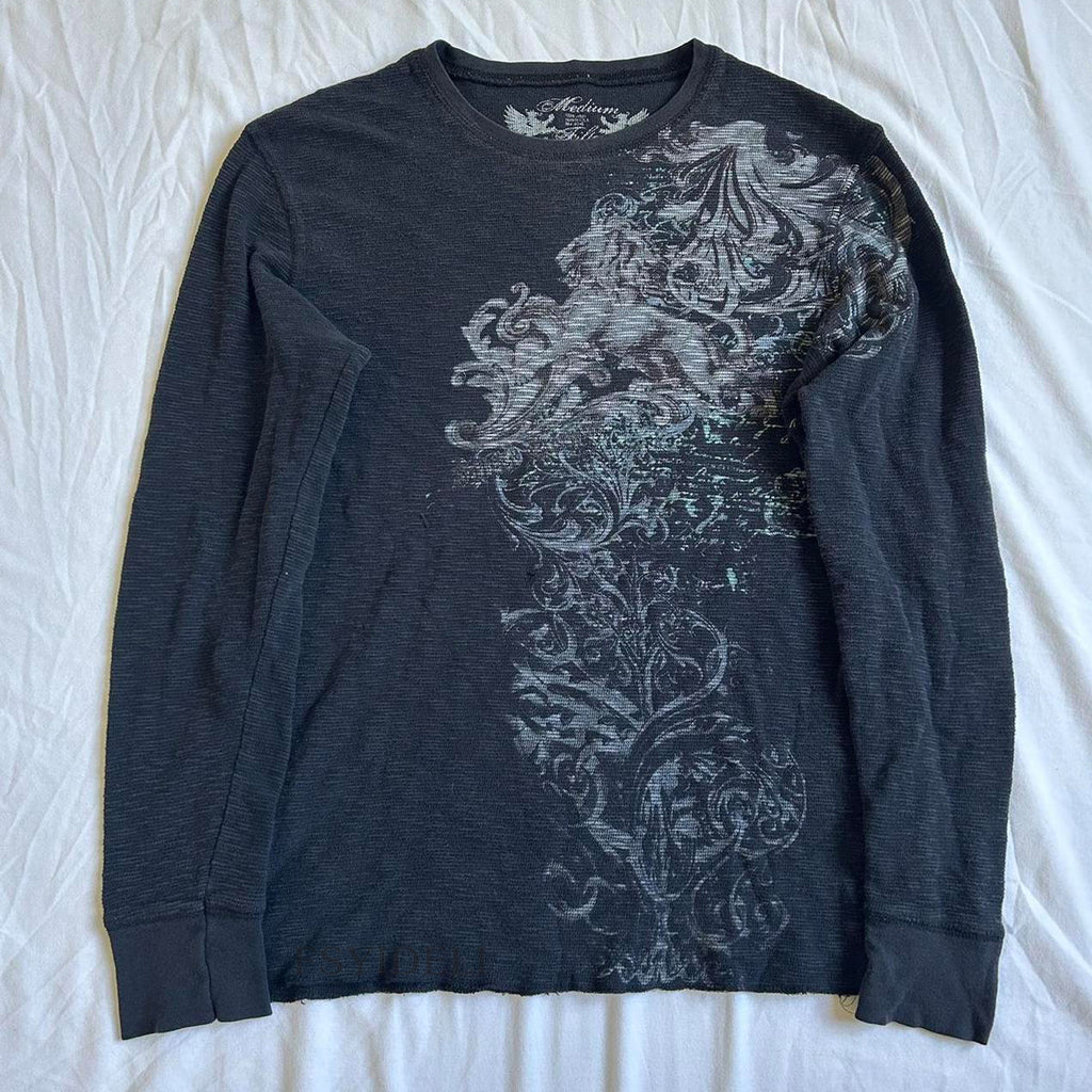 Retro Skull Print Long Sleeve T-shirt