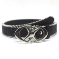 Double Crescent Moon Cross-stripe Sequin Belt