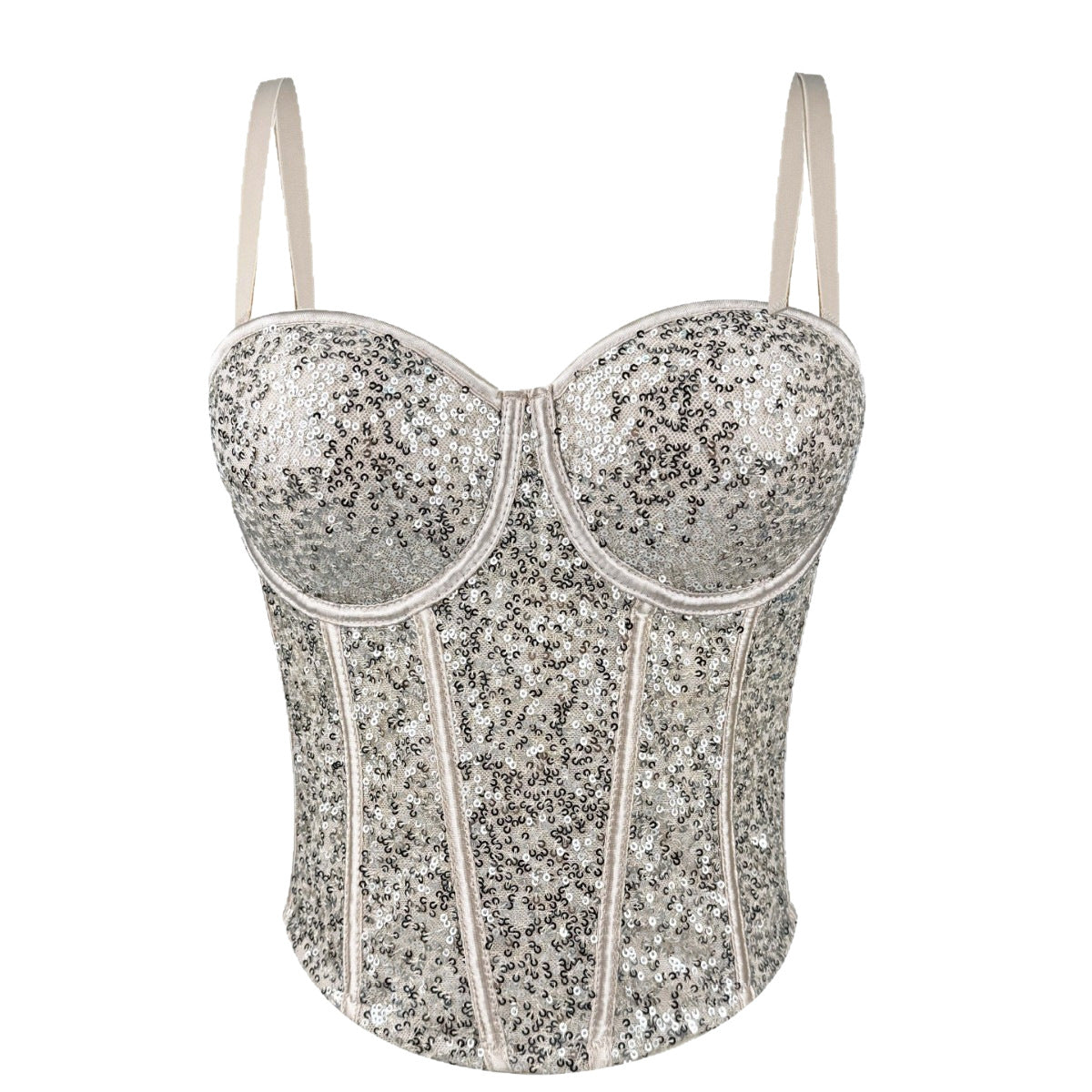 Lace Sequin Slim Fit Tube Top