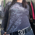 Retro Skull Print Long Sleeve T-shirt
