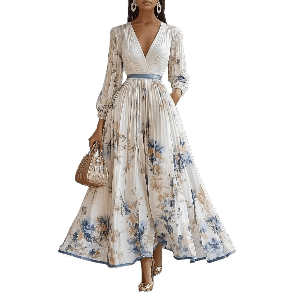 Floral Print Pleated Dress