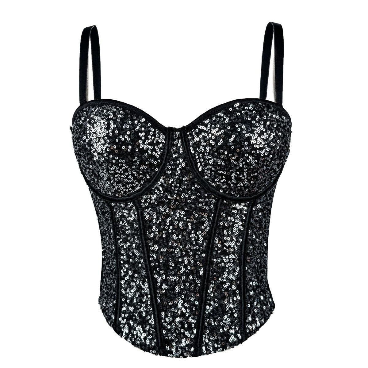 Lace Sequin Slim Fit Tube Top