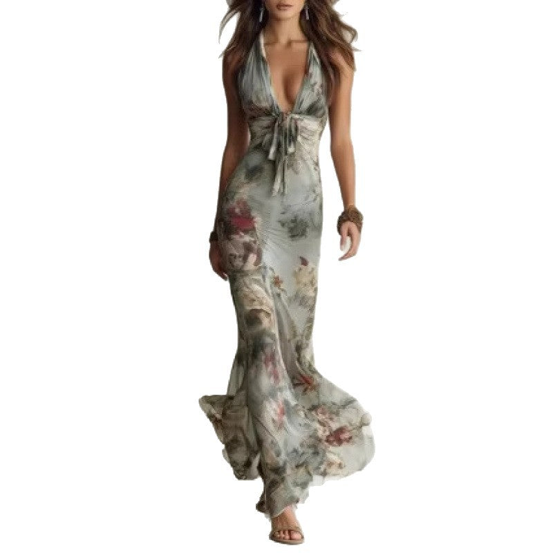 Floral V-Neck Sleeveless Dress
