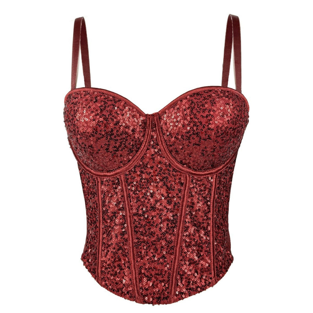 Lace Sequin Slim Fit Tube Top